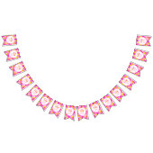  roze bloem gepersonaliseerd Baby shower Vlaggetjes (Alle)