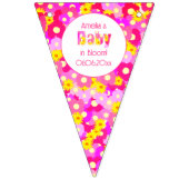 roze bloem gepersonaliseerd Baby shower Vlaggetjes (Eerste vlag)