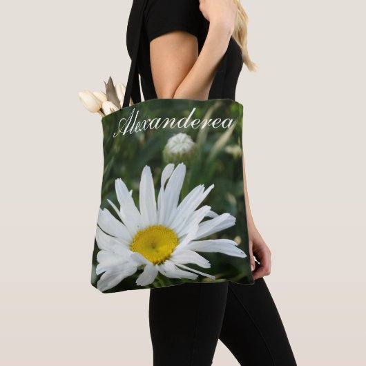 Roze bloem gepersonaliseerd met naam bruid & datum tote bag (Dichtbij)