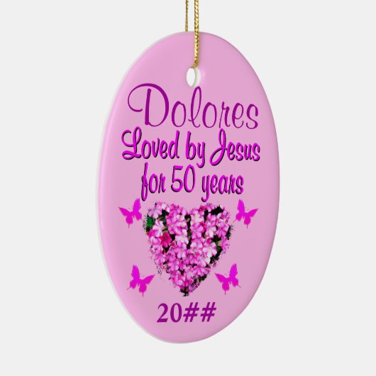 ROZE BLOEM GEPERSONALISEERDE 50E ORNAMENT (Rechts)