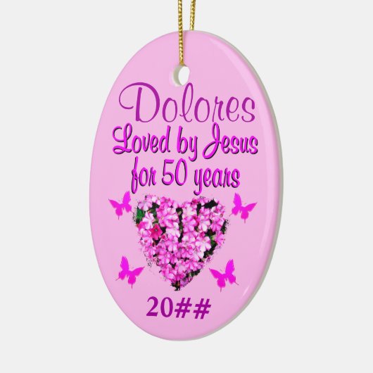  ROZE BLOEM GEPERSONALISEERDE 50E ORNAMENT (Links)