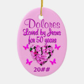 ROZE BLOEM GEPERSONALISEERDE 50E ORNAMENT (Voorkant)