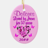  ROZE BLOEM GEPERSONALISEERDE 50E ORNAMENT (Achterkant)