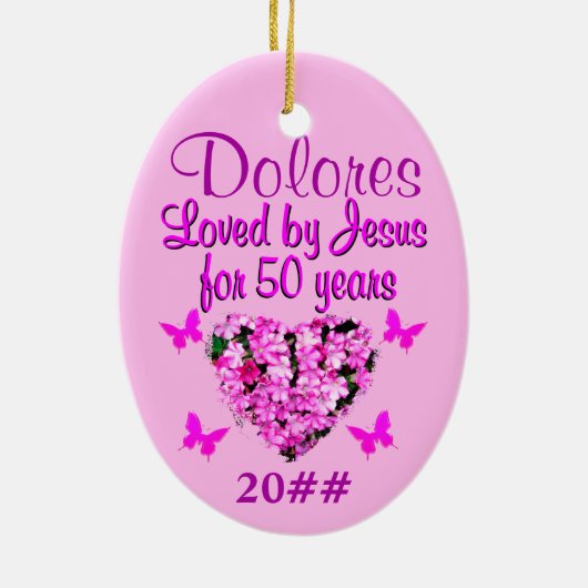 ROZE BLOEM GEPERSONALISEERDE 50E ORNAMENT (Achterkant)