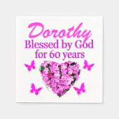 ROZE BLOEM GEPERSONALISEERDE 60E VERJAARDAG SERVET (Voorkant)