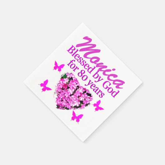 ROZE BLOEM GEPERSONALISEERDE 80E VERJAARDAG SERVET (Hoek)