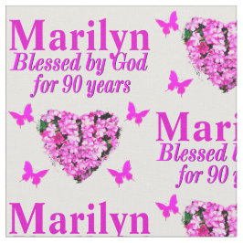 ROZE BLOEM GEPERSONALISEERDE 90STE VERJAARDAG STOF