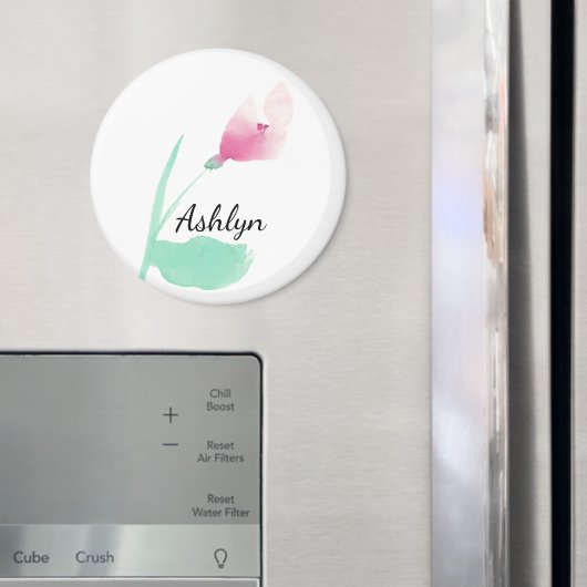 Roze bloem gepersonaliseerde naam magneet (Insitu (Koelkast))