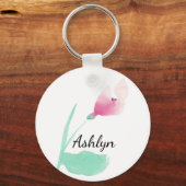 Roze bloem gepersonaliseerde naam sleutelhanger (Voorkant)