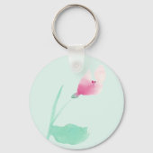 Roze bloem gepersonaliseerde naam sleutelhanger (Achterkant)