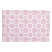 Roze bloem geruit patroon kussensloop (Achterkant)