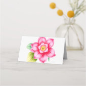 Roze Bloem Gevouwen Plaats Kaart Plaatskaartje (Achterkant)