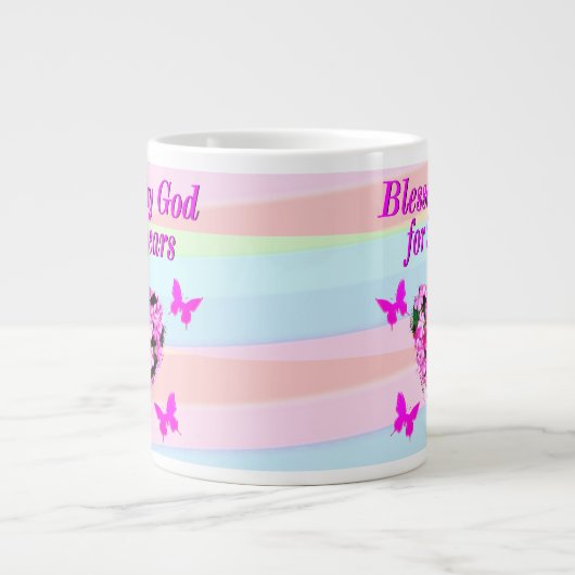 ROZE BLOEM GEZEGEND DOOR GOD 90E VERJAARDAG MOK (Voorkant)