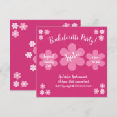 Roze Bloem Glam-Barchelorette- Kaart (Voorkant / Achterkant)