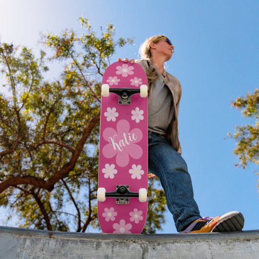 Roze Bloem Glam- Persoonlijk Skateboard (Buiten 1)
