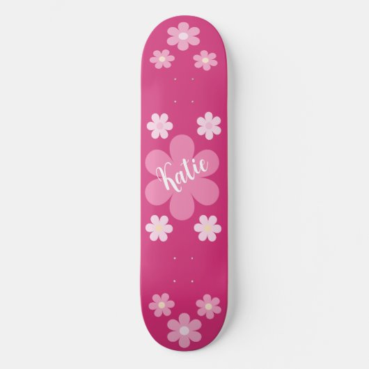 Roze Bloem Glam- Persoonlijk Skateboard (Voorkant)