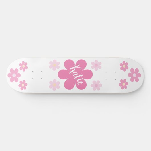Roze Bloem Glam- Persoonlijk Skateboard (Horizontaal)