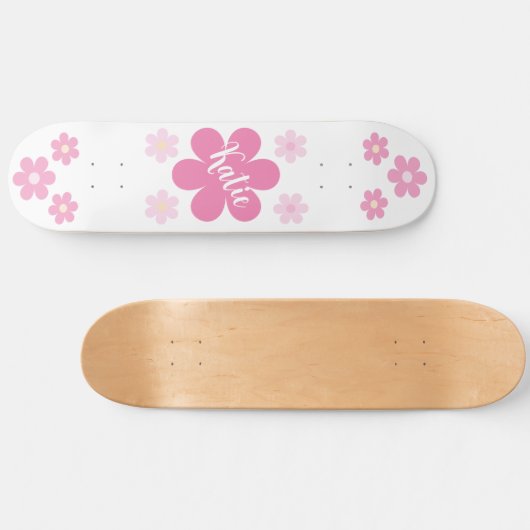 Roze Bloem Glam- Persoonlijk Skateboard (Horizontaal)
