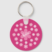 Roze Bloem Glam- Sleutelhanger (Achterkant)