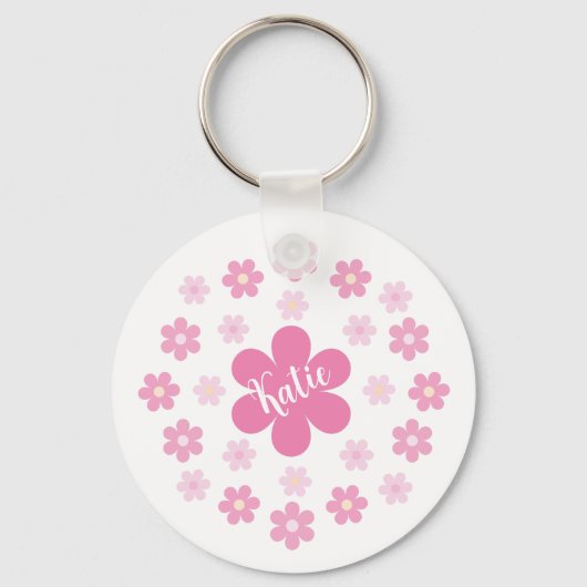  Roze Bloem Glam- Sleutelhanger (Achterkant)