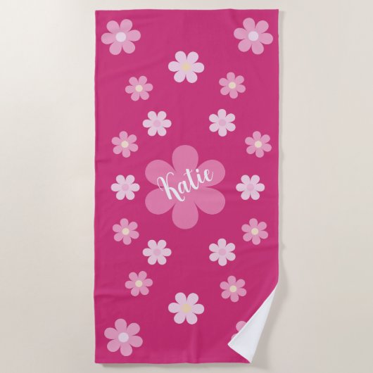 Roze Bloem Glam- Strandlaken (Voorkant)