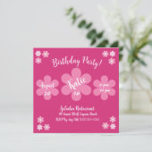 Roze Bloem Glam-Verjaardagsfeest- Uitnodiging (Staand voorkant)