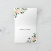 Roze Bloem Glas Bruiloft Dankkaart Bedankkaart (Binnen)