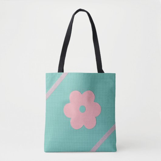 Roze Bloem Glitter Ontwerp Tote Bag (Voorkant)