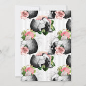 Roze Bloem Gothic Schedels Oefenavondeten Kaart (Achterkant)