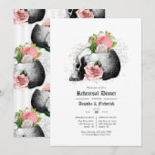 Roze Bloem Gothic Schedels Oefenavondeten Kaart (Voorkant / Achterkant)