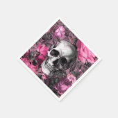 Roze bloem Gotische schedel Servet (Hoek)