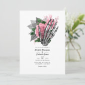 Roze Bloem Gotische Trouw Uitnodiging (Staand voorkant)