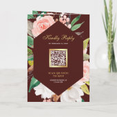 Roze Bloem Goud Bruin QR Code Trouwen (Achterkant)