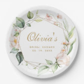 Roze Bloem Goud Geometrisch Frame Papieren Bord (Voorkant)