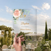 Roze bloem gouden kruis doop helder luxe