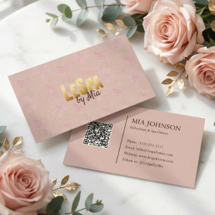 Roze Bloem Gouden Logo Spa Schoonheid Bedrijf Visitekaartje