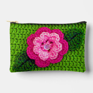 Roze Bloem Grass Green Leaf Artisan Haakprint Etui