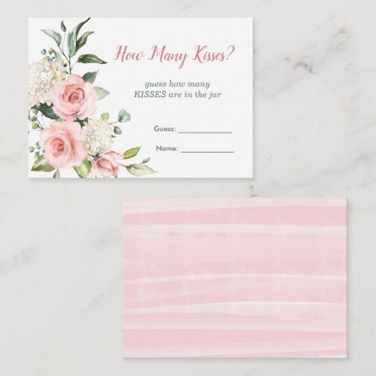 Roze bloem, grienery, raad eens hoeveel Kisses gam Informatiekaartje (Voorkant / Achterkant)