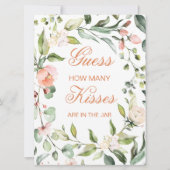 Roze bloem, grienery, raad eens hoeveel Kisses gam Kaart (Voorkant)