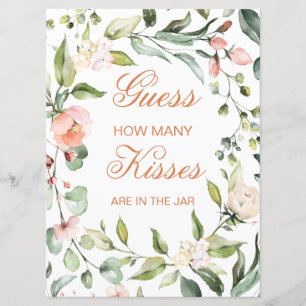 Roze bloem, grienery, raad eens hoeveel Kisses gam Kaart