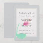  Roze Bloem Grijs 16e Verjaardag Kaart (Voorkant / Achterkant)