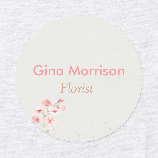 Roze bloem grijze werknemer labels (Design 1)