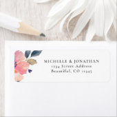 Roze Bloem Groen Bloemen Bruiloft Retouradres Etiket (Insitu)