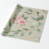 Roze Bloem & Groen Cadeaupapier (Uitgerold)