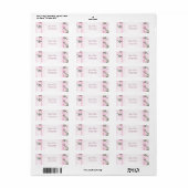 Roze bloem groene bladeren bruiloft retouradres etiket (Full Sheet)