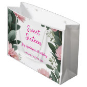  roze bloem groene eucalyptus 16e verjaardag groot cadeauzakje (Voorkant Gekanteld)