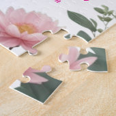  roze bloem groene eucalyptus 16e verjaardag legpuzzel (Zijkant)