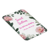  roze bloem groene eucalyptus 16e verjaardag magneet (Rechterzijde)