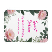  roze bloem groene eucalyptus 16e verjaardag magneet (Horizontaal)