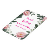  roze bloem groene eucalyptus 16e verjaardag magneet (Linkerzijde)